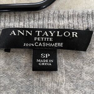 Ann Taylor Petite 100% Cashmere Light Grey Cardigan